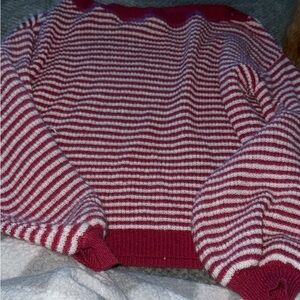 SHEIN Red and White Striped Sweater